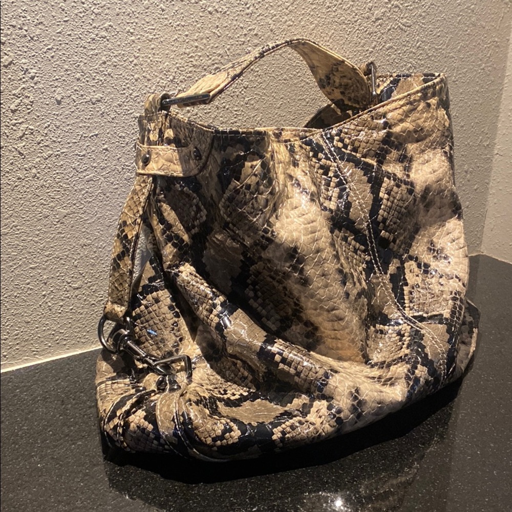 Rebecca Minkoff Snake-Print Hobo Bag in Beige, Black and Gray - Picture 2 of 12